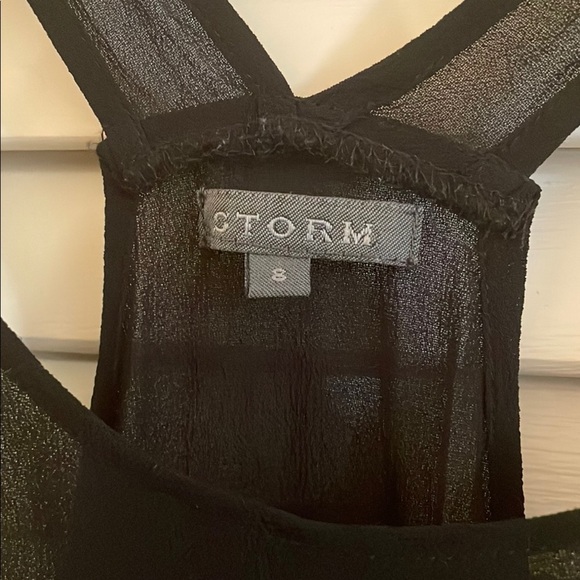 Storm Black and Gray Razor Back Abstract Design Sheer High Lo Tank Top Overlay - Picture 2 of 10